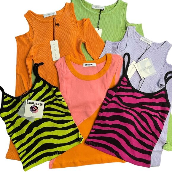 New! Daydreamer Women's Rebel Girl Cold Shoulder Crop Top Orange Size Large NWT - Picture 6 of 16